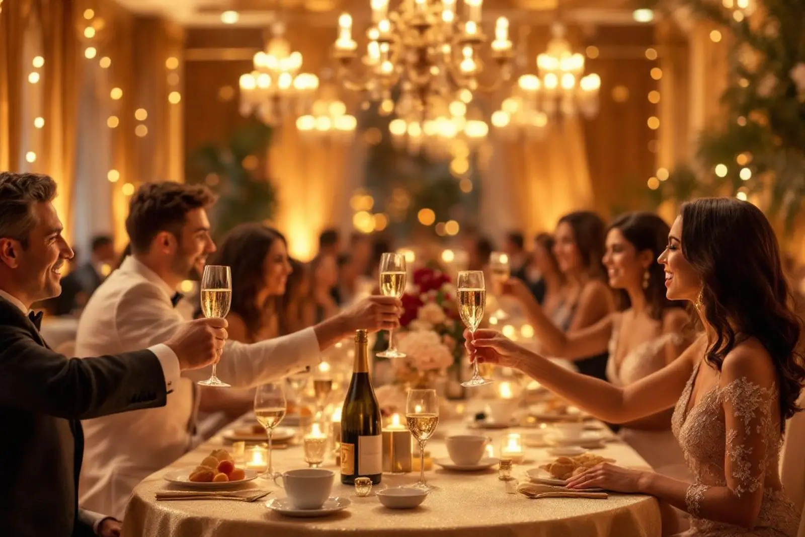 Fiesta de 50 años elegante con decoración dorada