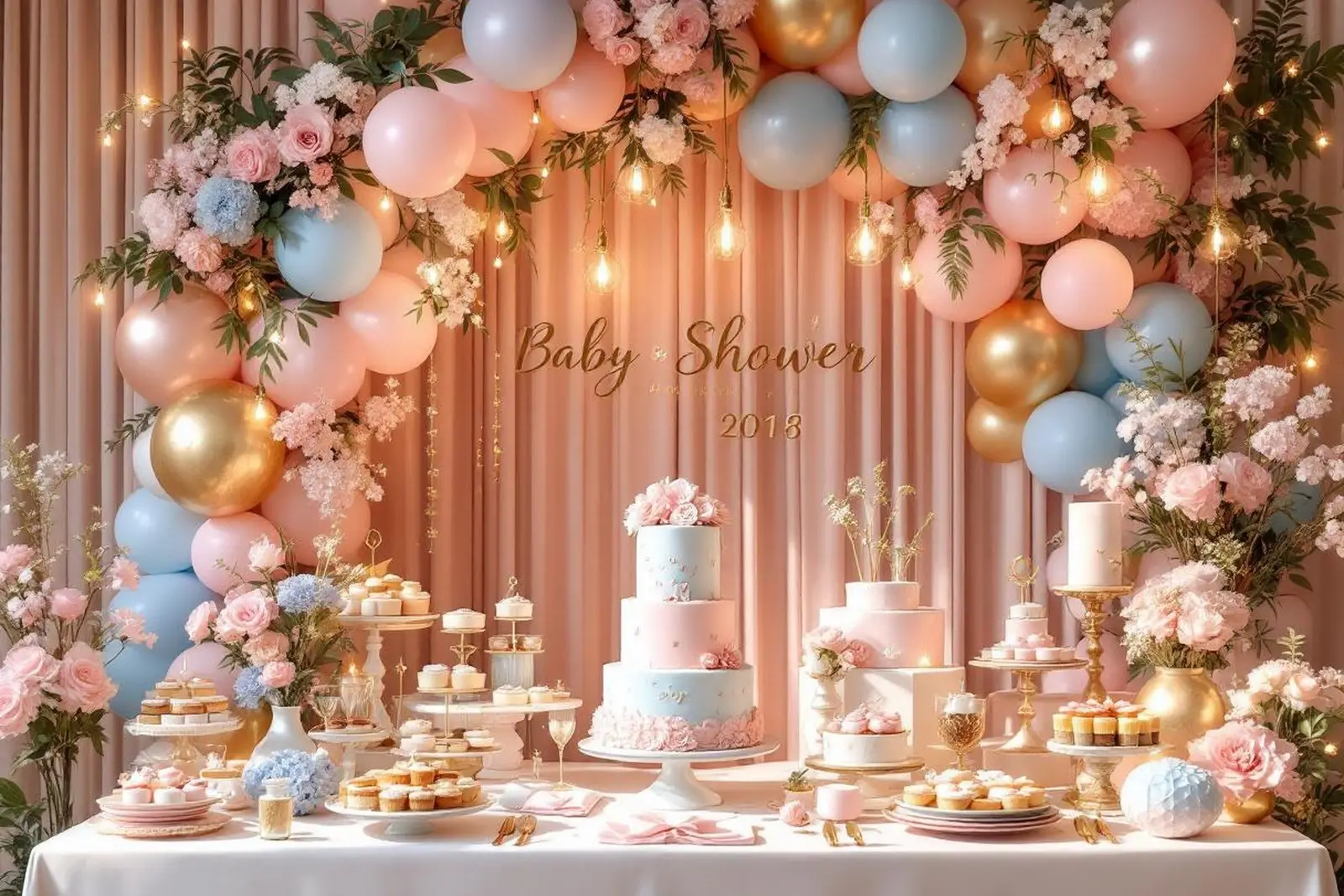 Mesa dulce decorada para baby shower