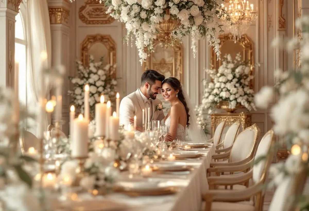 Decoración elegante con flores blancas