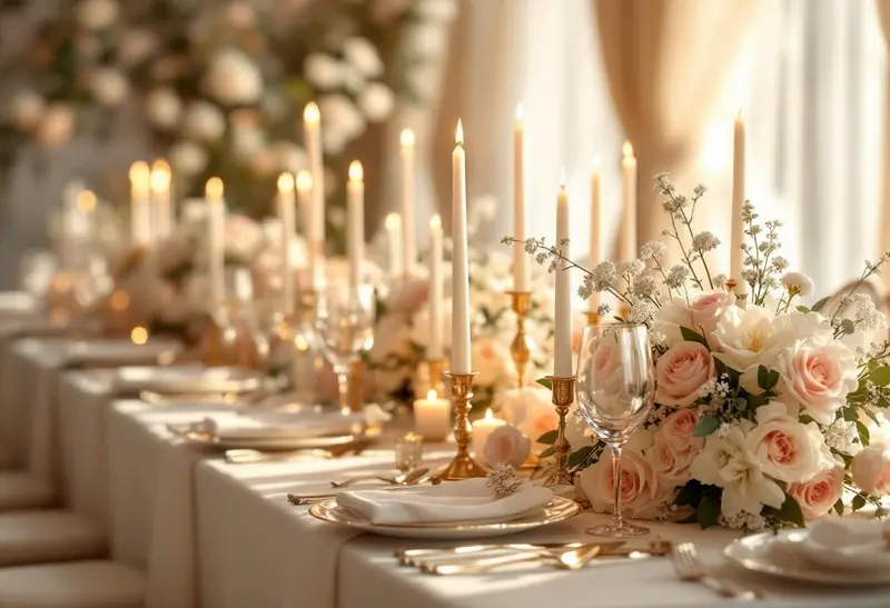 Mesa principal decorada con flores