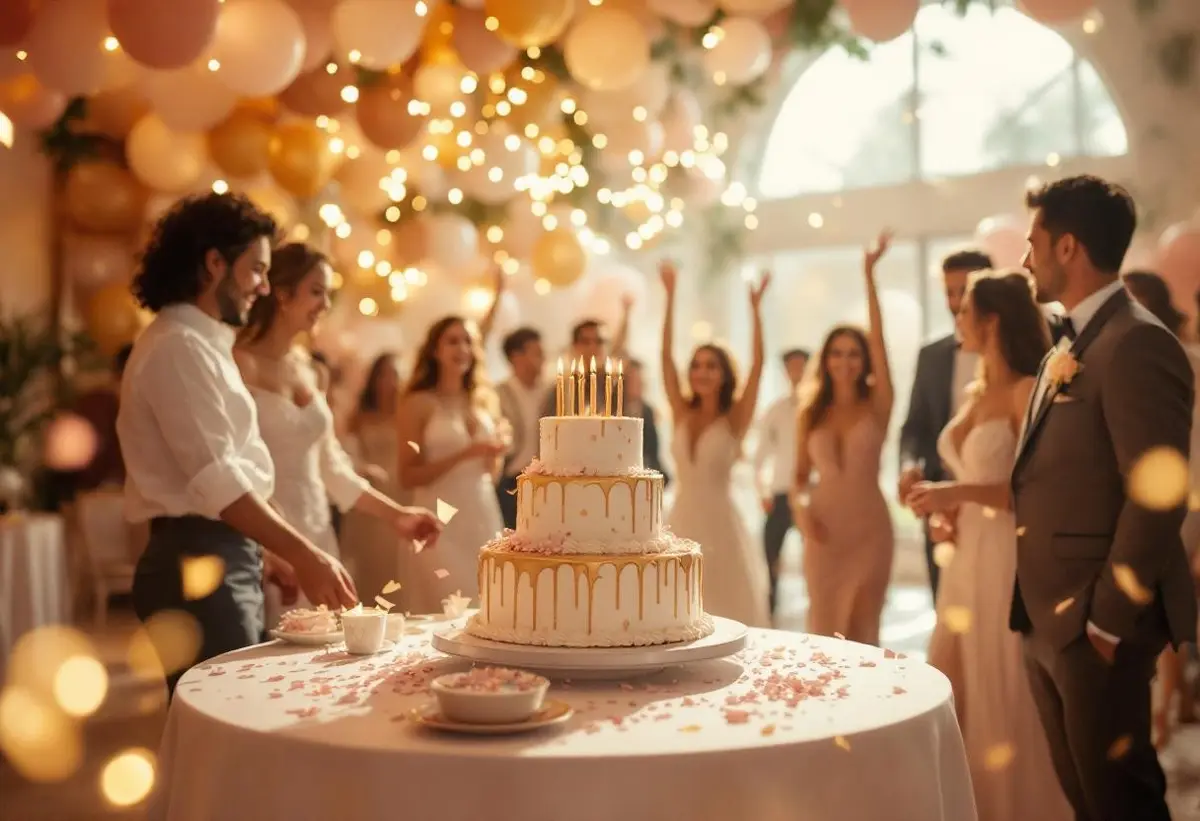 Decoración de cumpleaños con globos y luces