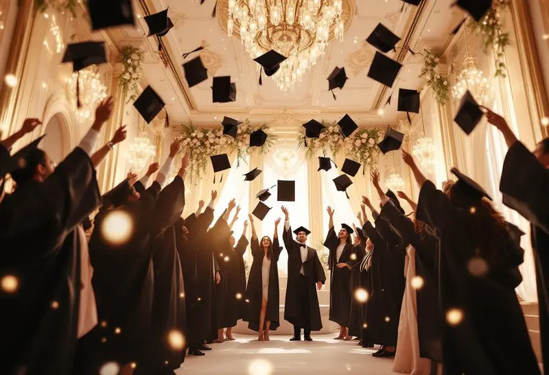 Mesa decorada para graduación