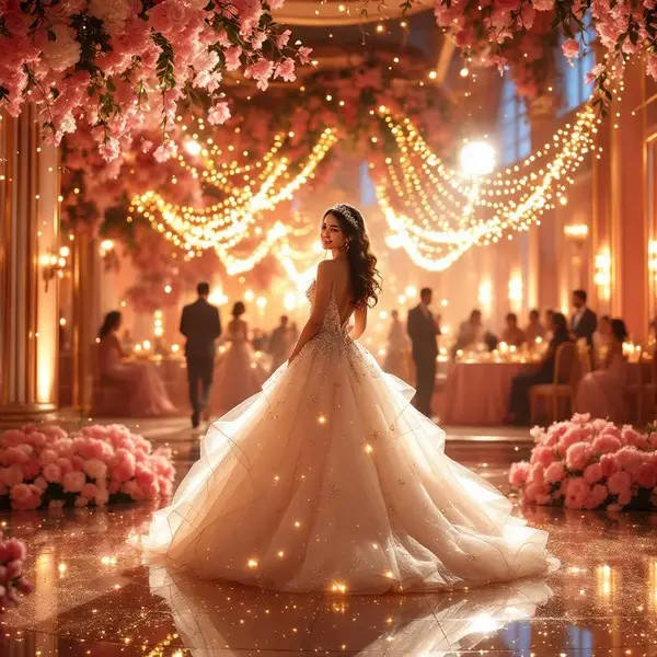Pista de baile iluminada para quinceañera